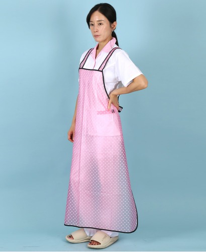 유폼 우레탄 도트 패턴 방수 파이핑 앞치마(대) 핑크 제작은 티팜