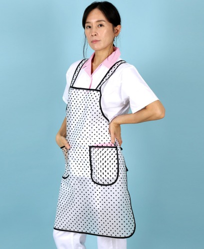 유폼 우레탄 도트 패턴 방수 파이핑 앞치마(소) 화이트(투명) 제작은 티팜