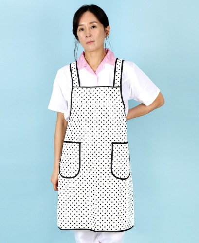 유폼 우레탄 도트 패턴 방수 파이핑 앞치마(소) 화이트 제작은 티팜