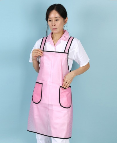 유폼 우레탄 스트라이프 방수 파이핑 앞치마(소) 핑크 제작은 티팜